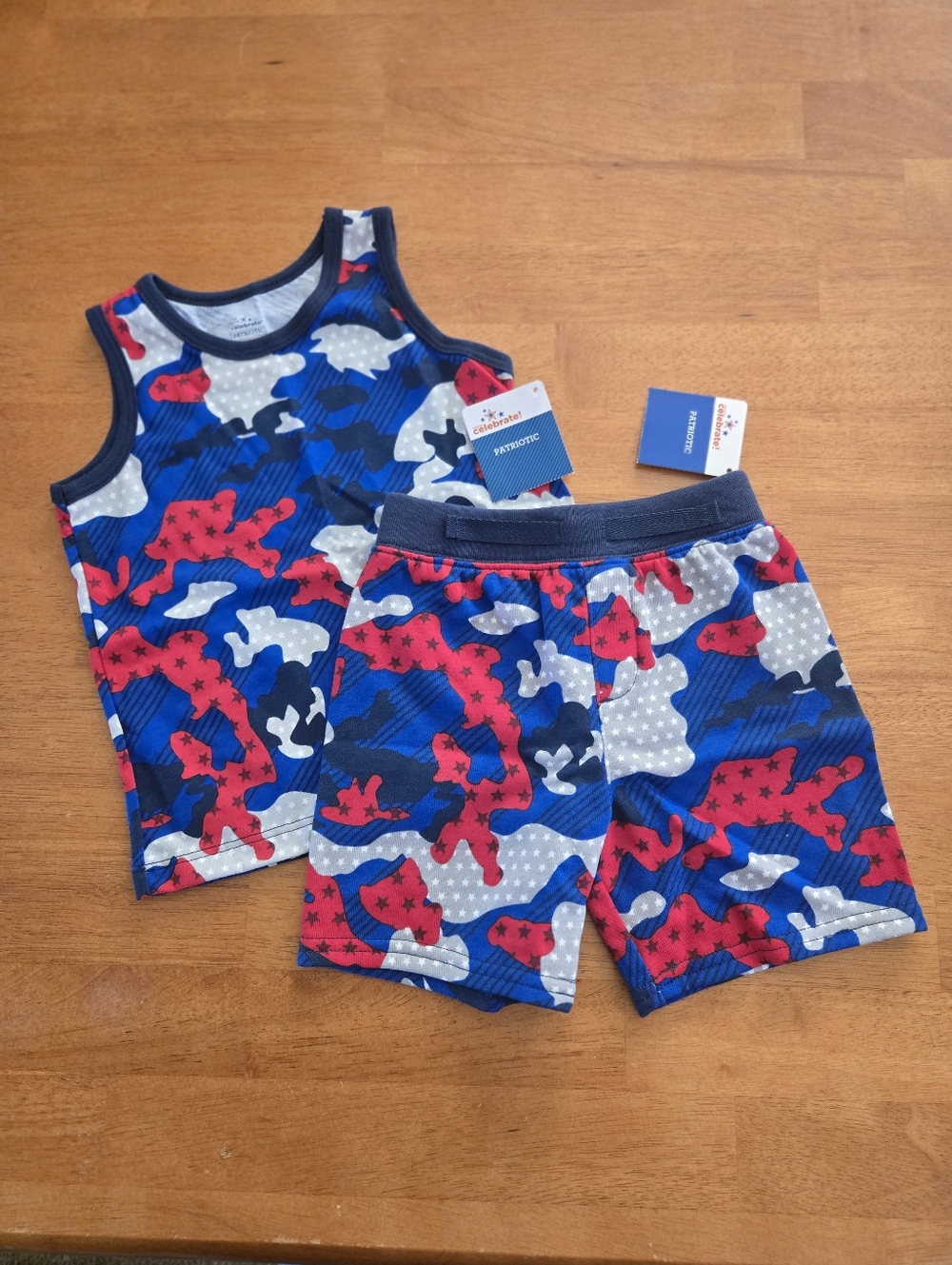 NWT Way to Celebrate Boys Patriotic Camo Tank Top and Shorts Set 2T